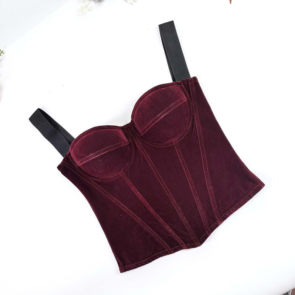 Womens Velvet Bustier Corset Top Body Shaper for Slimming Night Party Wear